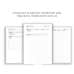 Finances Planning Overview and Tracking Templates Size A5