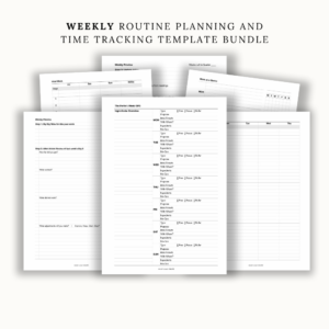 Weekly Routine Planning and Time-Tracking Template Bundle. Size A5 Printable